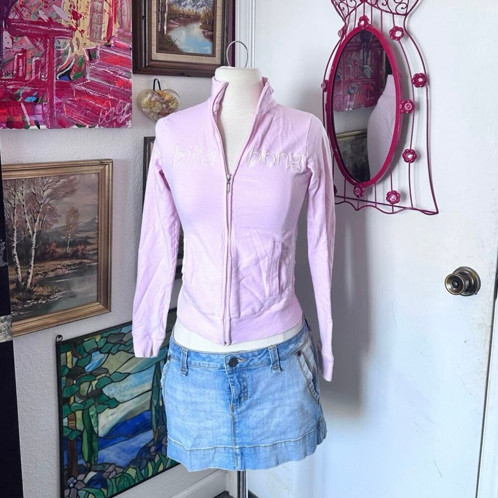 Billabong light pink zip up track jacket y2k